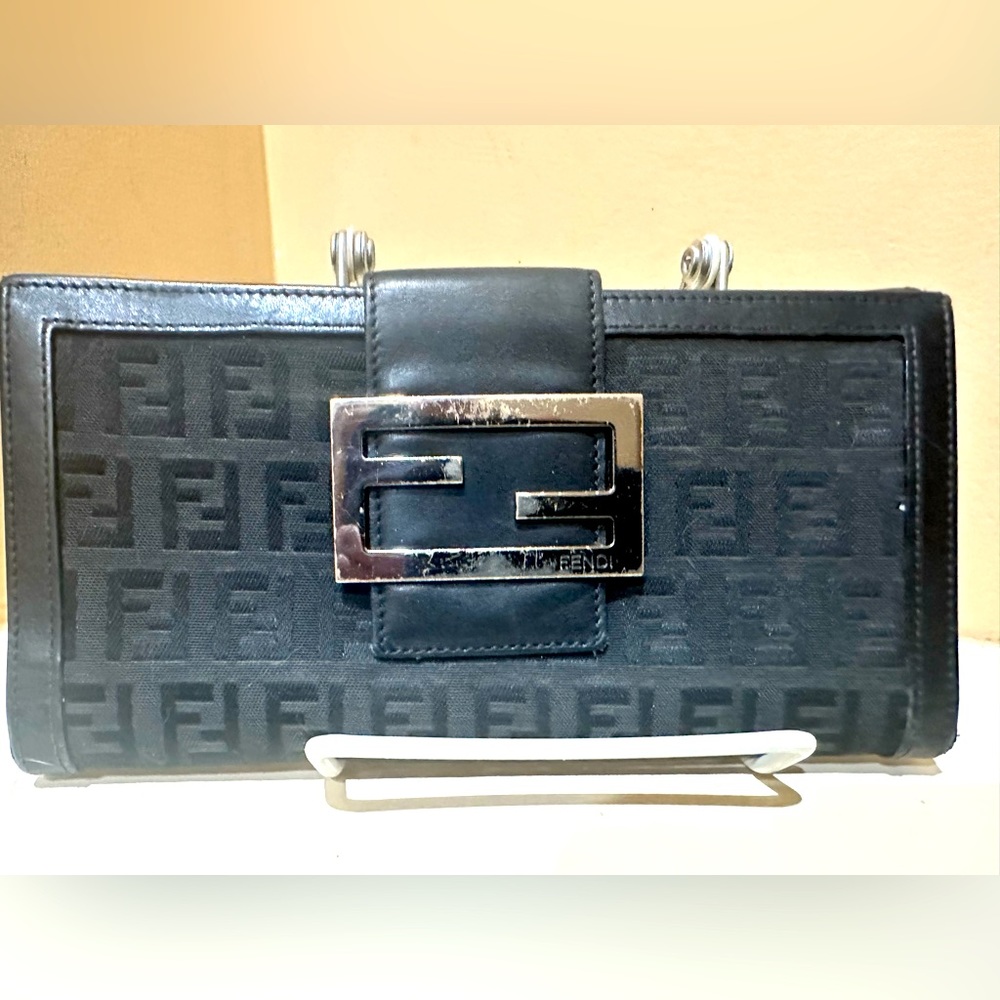 Fendi Black Zucca Continental Wallet
